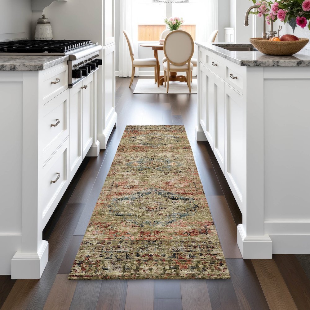 Machine Washable Indoor/Outdoor Chantille ACN2170 Terracotta 2'3"x7'6"Runner Rug. Picture 5