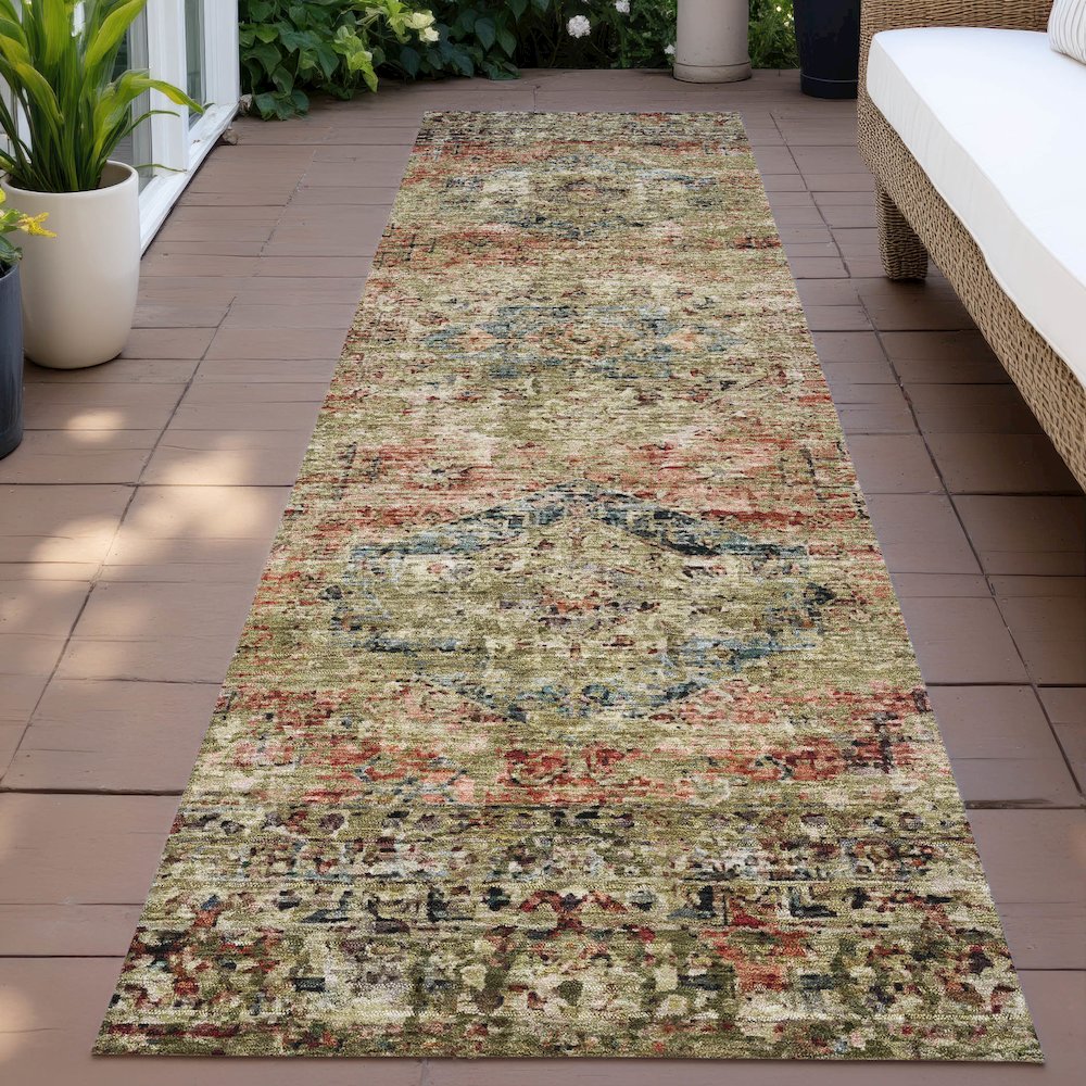 Machine Washable Indoor/Outdoor Chantille ACN2170 Terracotta 2'3"x7'6"Runner Rug. Picture 6
