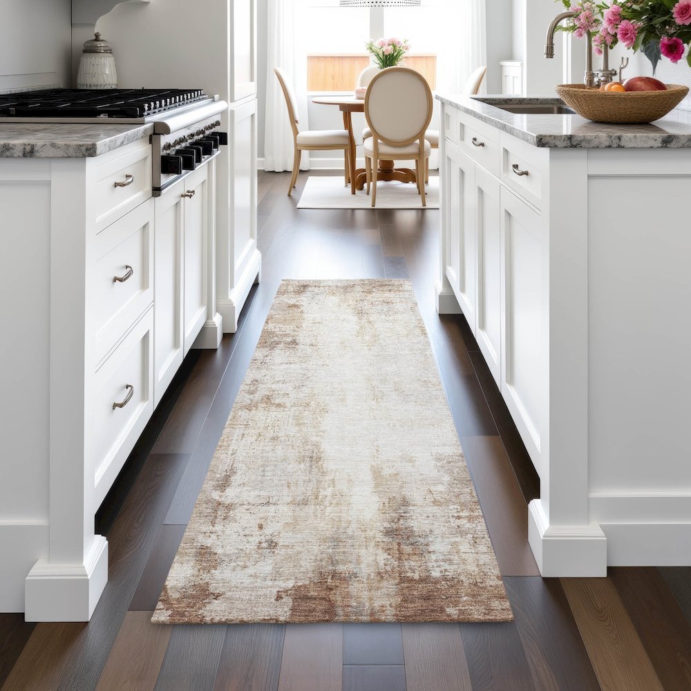 Machine Washable Indoor/Outdoor Chantille ACN2171 Beige 2'3" x 7'6" Runner Rug. Picture 5