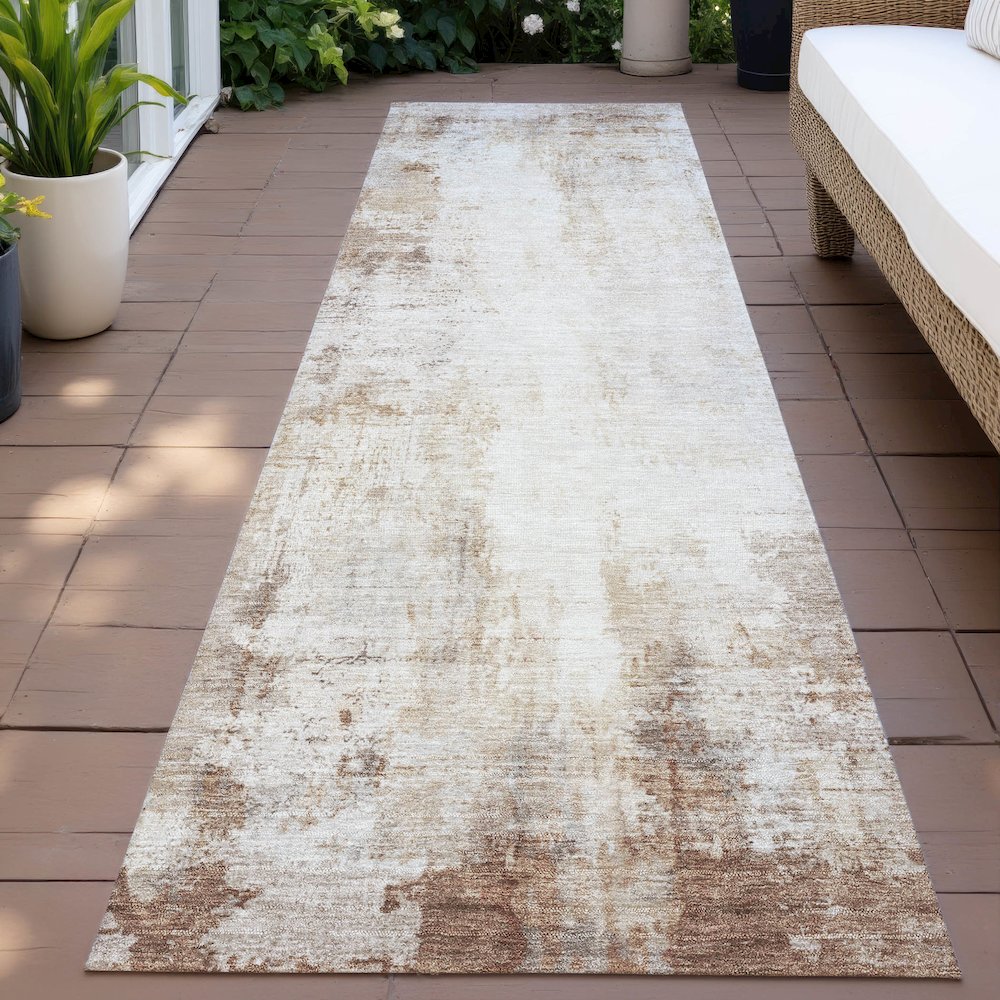 Machine Washable Indoor/Outdoor Chantille ACN2171 Beige 2'3" x 7'6" Runner Rug. Picture 6