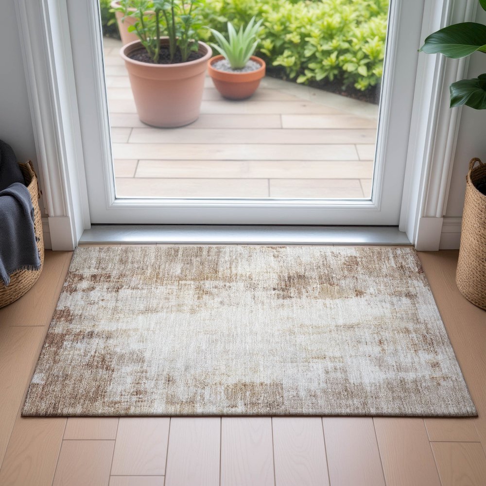 Machine Washable Indoor/Outdoor Chantille ACN2171 Beige 1'8" x 2'6" Rug. Picture 5