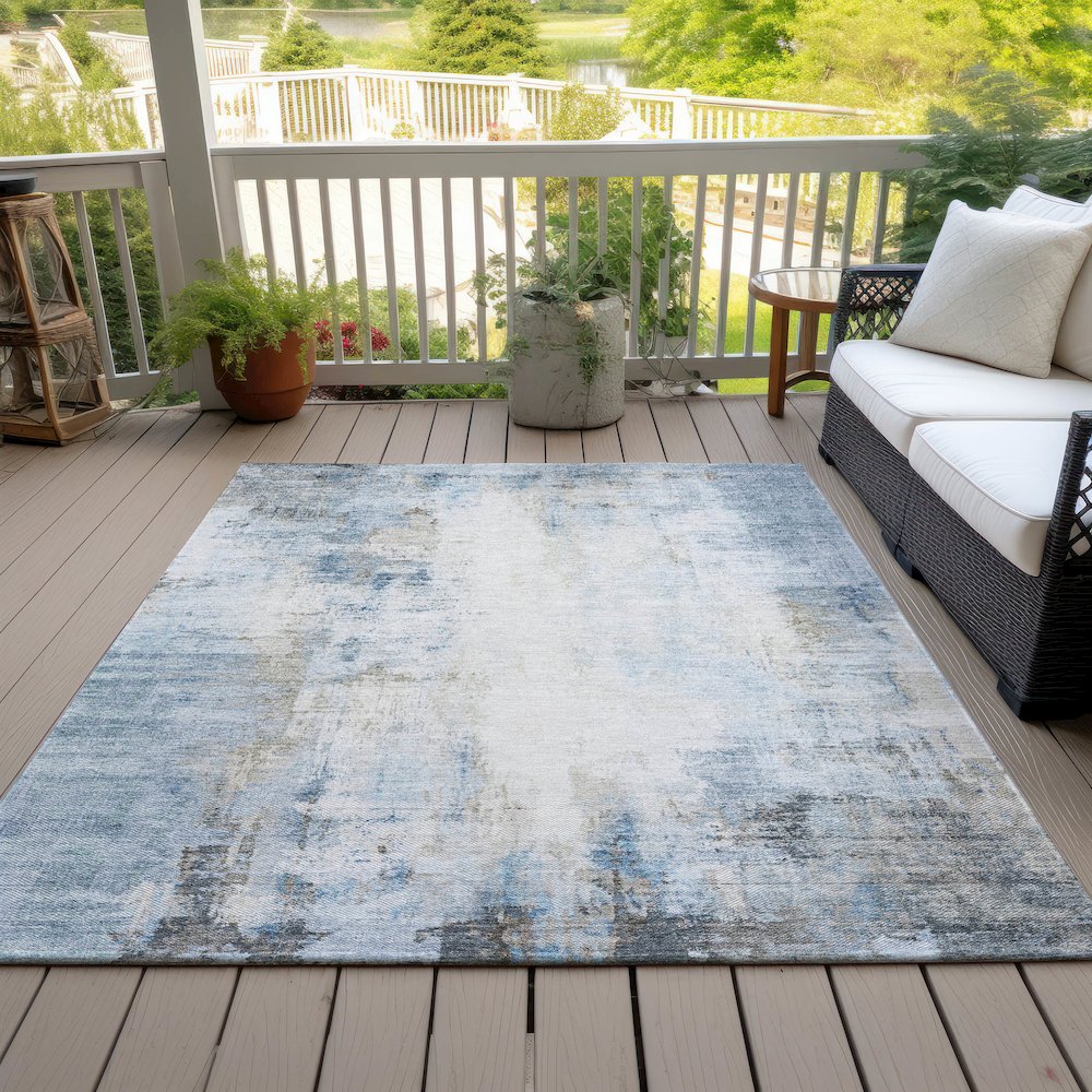 Machine Washable Indoor/Outdoor Chantille ACN2171 Blue 2'6" x 3'10" Rug. Picture 7