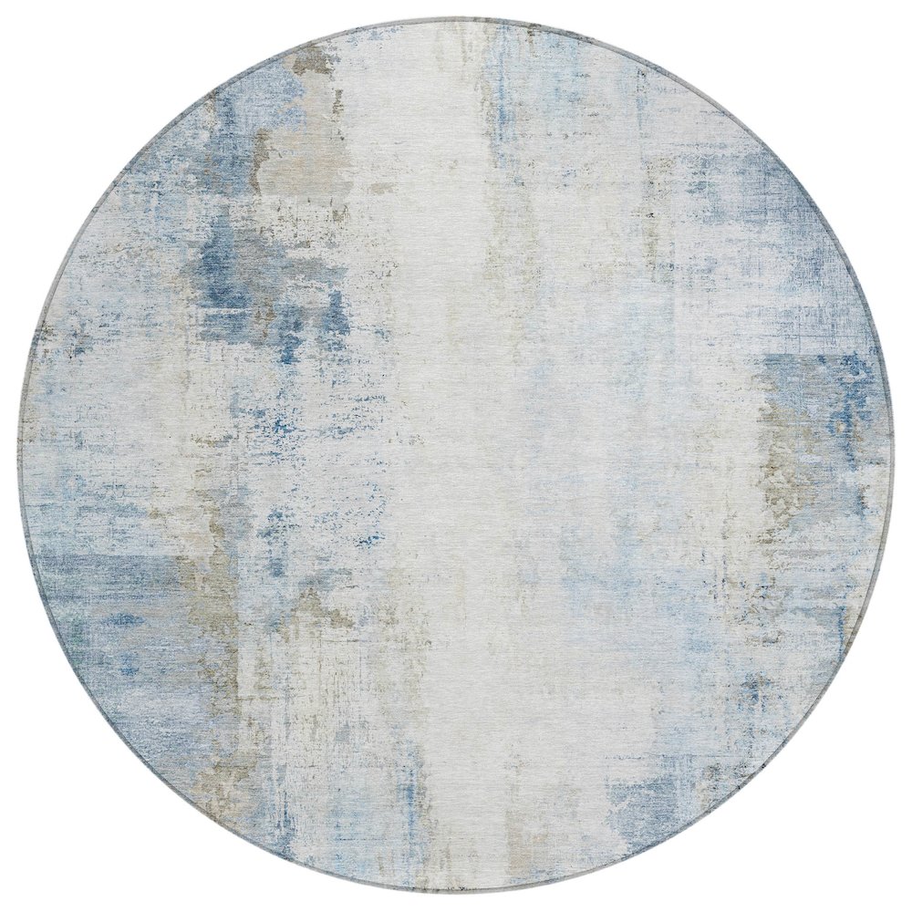 Machine Washable Indoor/Outdoor Chantille ACN2171 Blue 8' x 8' Round Rug. Picture 1