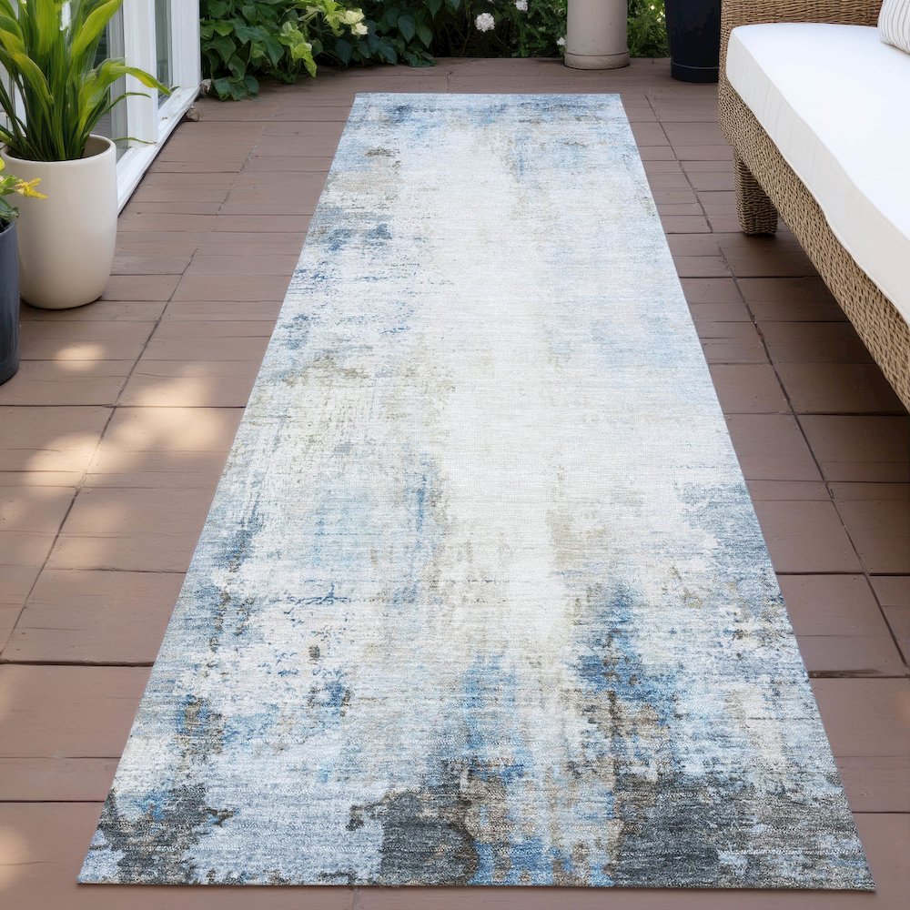 Machine Washable Indoor/Outdoor Chantille ACN2171 Blue 2'3" x 7'6" Runner Rug. Picture 6