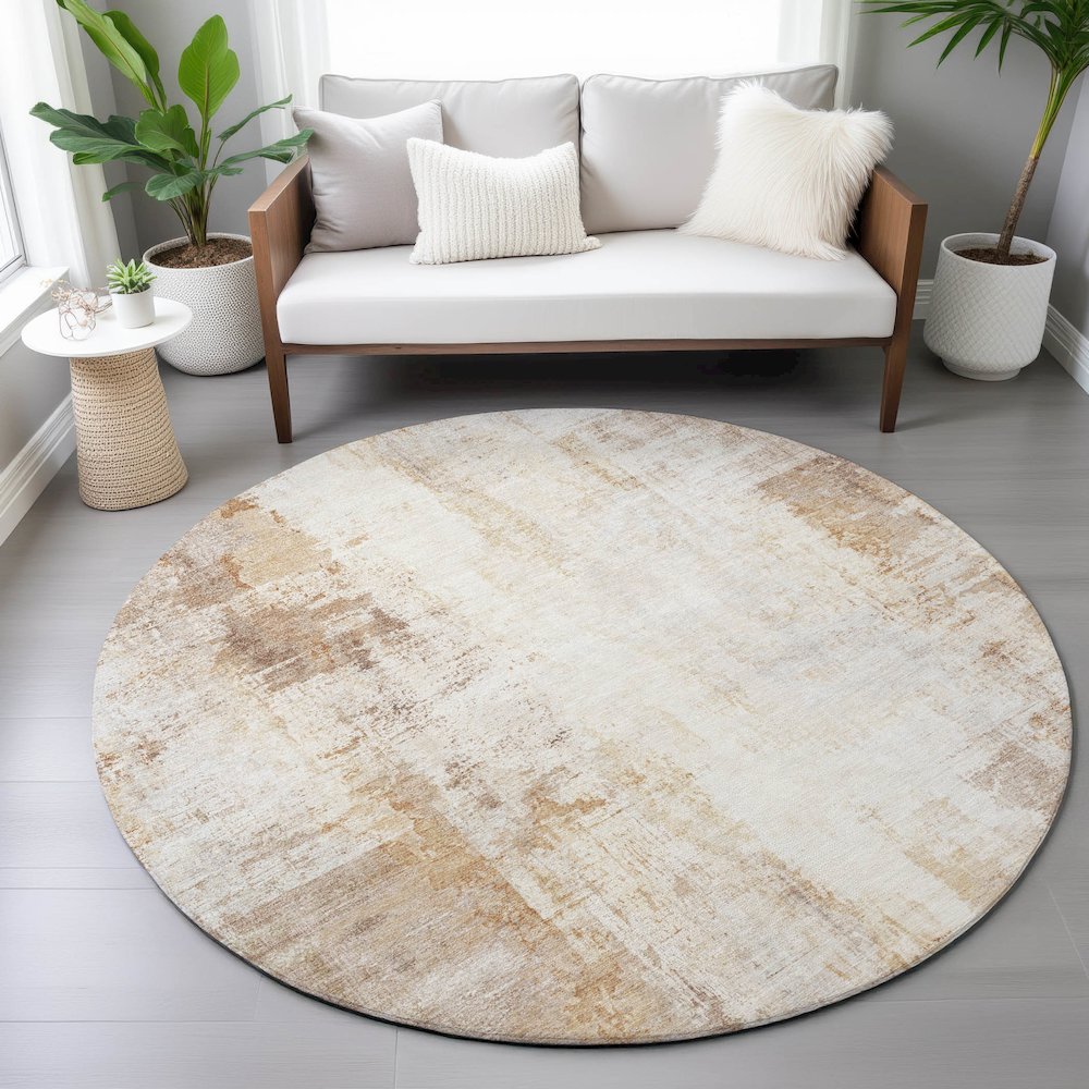 Machine Washable Indoor/Outdoor Chantille ACN2171 Copper 8' x 8' Round Rug. Picture 5