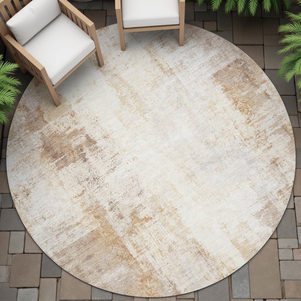 Machine Washable Indoor/Outdoor Chantille ACN2171 Copper 8' x 8' Round Rug. Picture 6