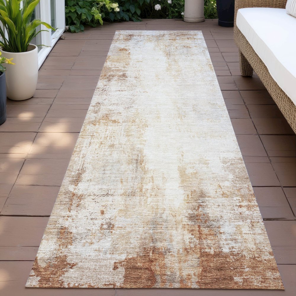 Machine Washable Indoor/Outdoor Chantille ACN2171 Copper 2'3" x 7'6" Runner Rug. Picture 6