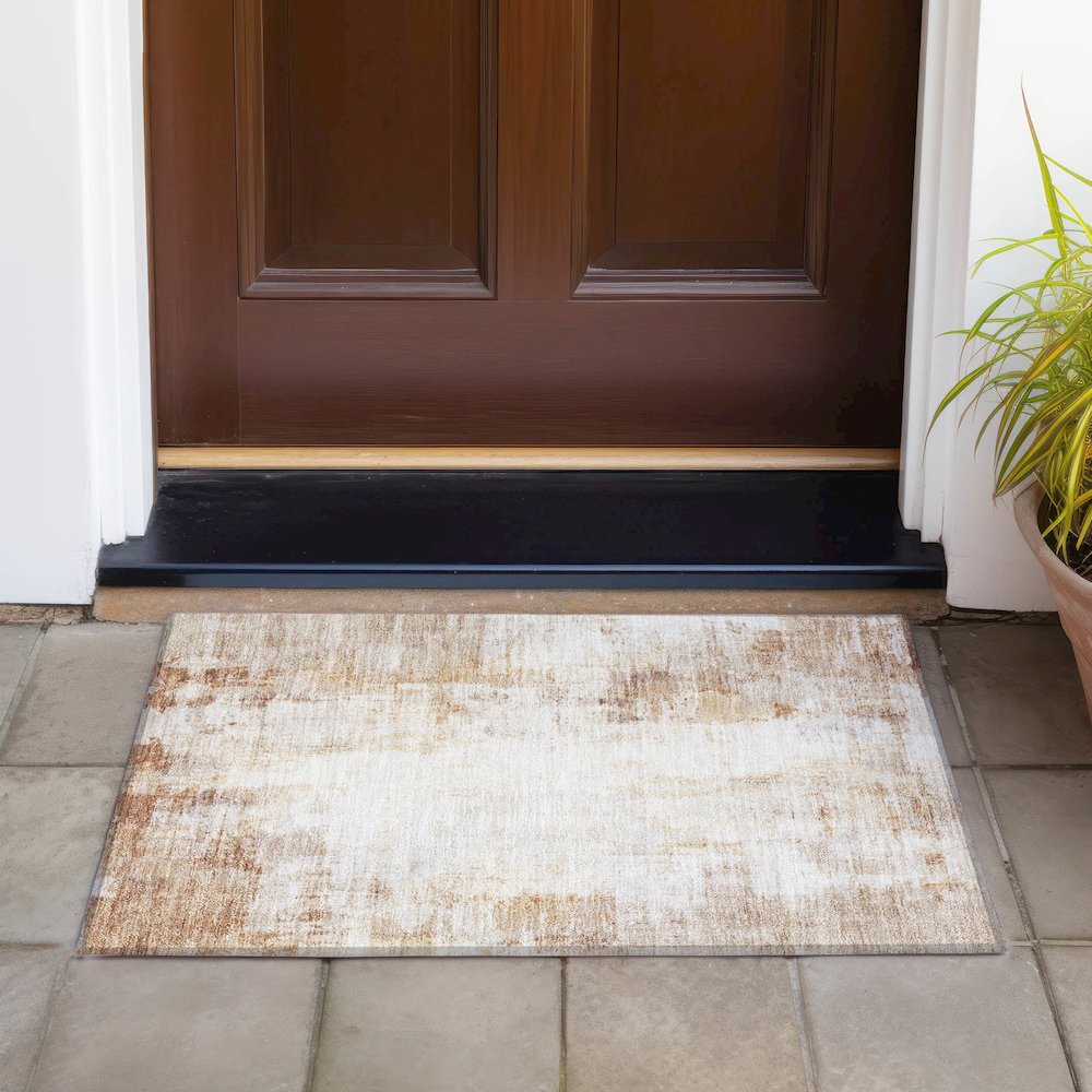 Machine Washable Indoor/Outdoor Chantille ACN2171 Copper 1'8" x 2'6" Rug. Picture 6