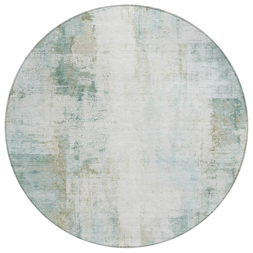Machine Washable Indoor/Outdoor Chantille ACN2171 Sage 8' x 8' Round Rug. Picture 1