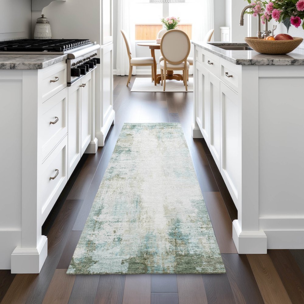 Machine Washable Indoor/Outdoor Chantille ACN2171 Sage 2'3" x 7'6" Runner Rug. Picture 5