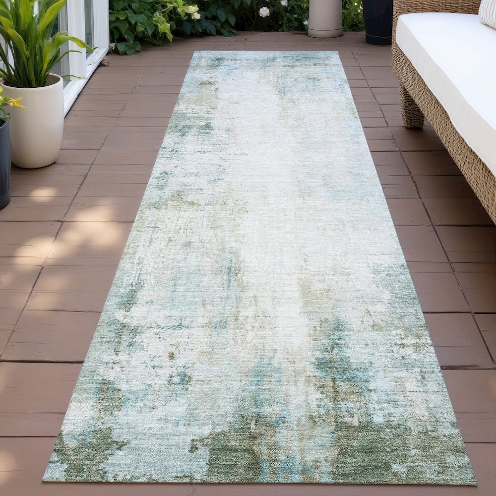 Machine Washable Indoor/Outdoor Chantille ACN2171 Sage 2'3" x 7'6" Runner Rug. Picture 6