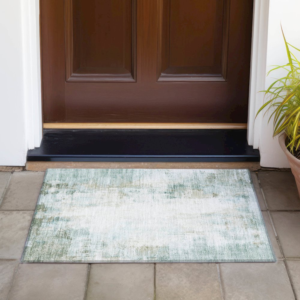 Machine Washable Indoor/Outdoor Chantille ACN2171 Sage 1'8" x 2'6" Rug. Picture 6