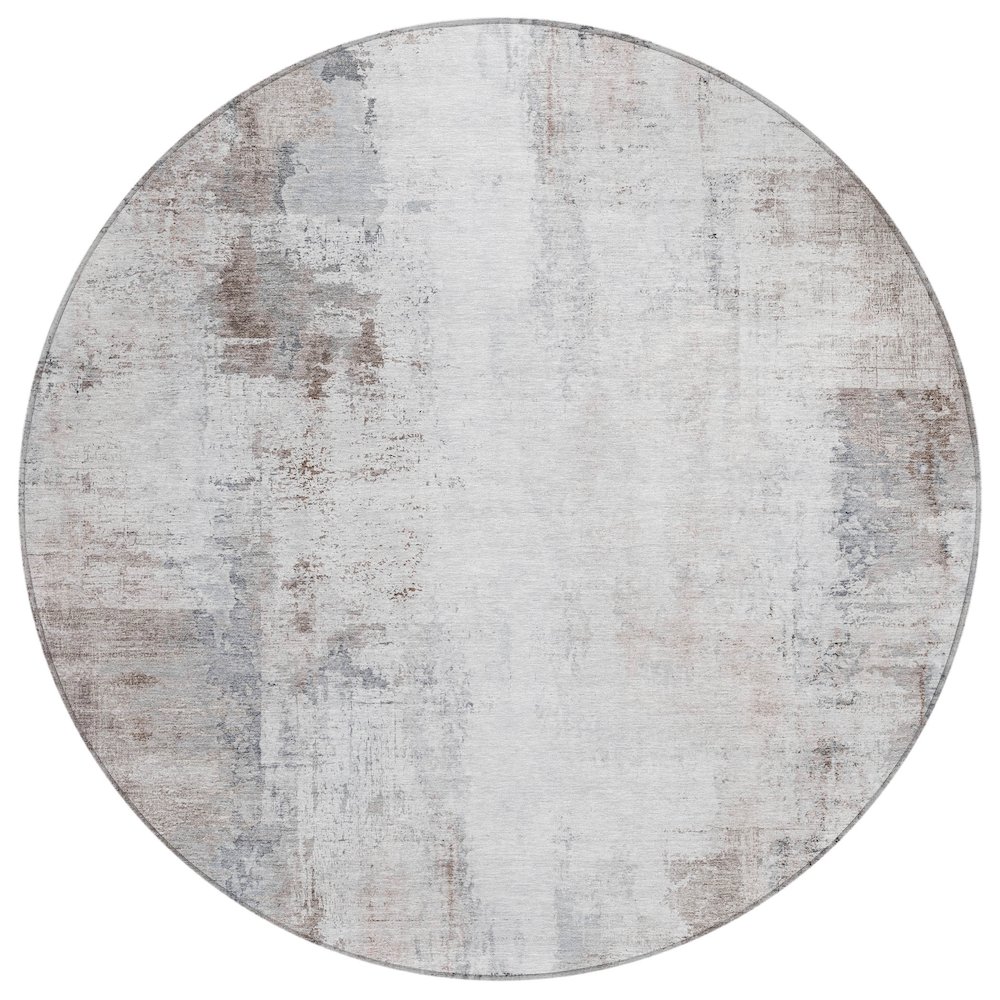 Machine Washable Indoor/Outdoor Chantille ACN2171 Taupe 8' x 8' Round Rug. Picture 1