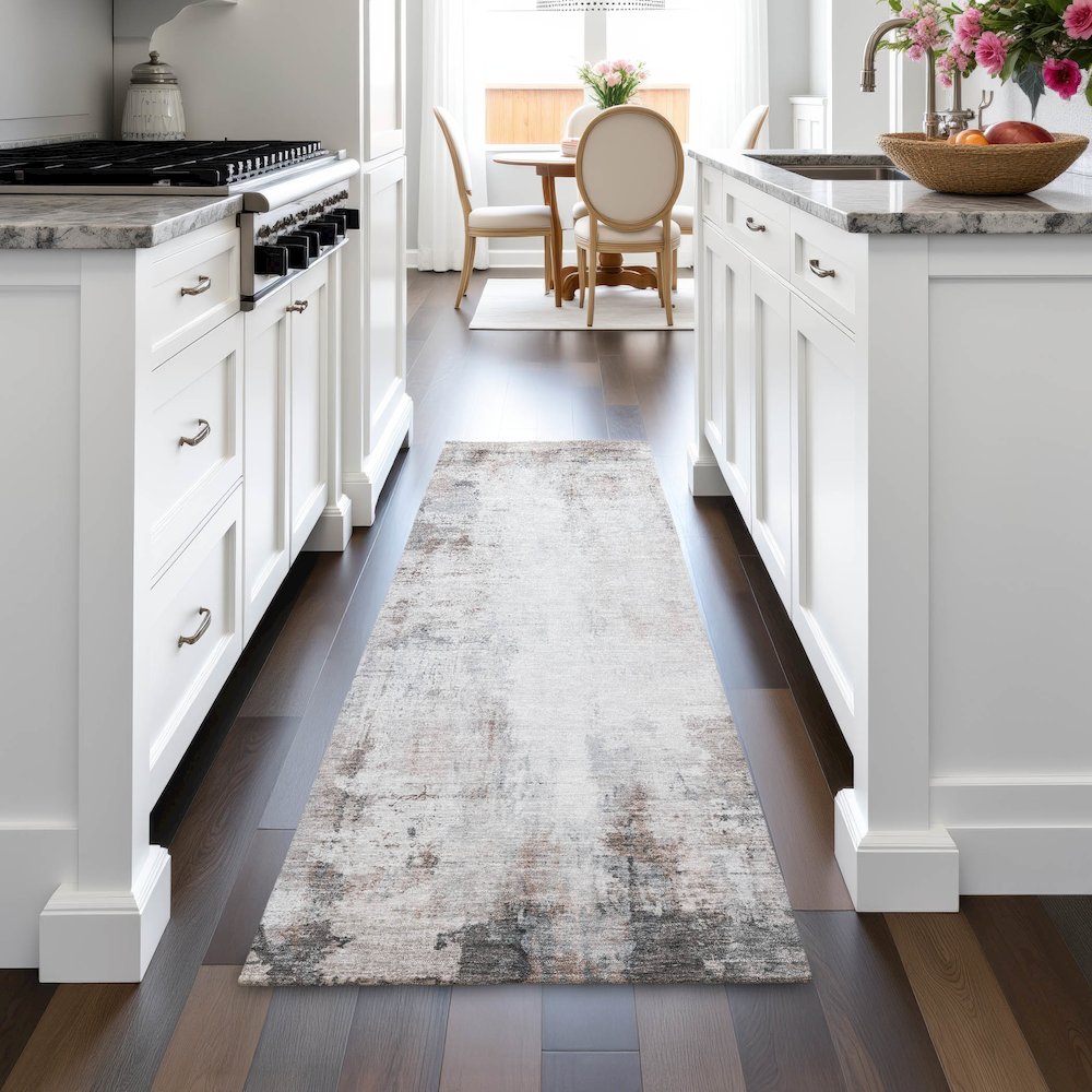 Machine Washable Indoor/Outdoor Chantille ACN2171 Taupe 2'3" x 7'6" Runner Rug. Picture 5