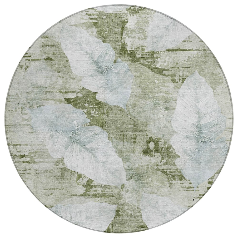 Machine Washable Indoor/Outdoor Chantille ACN2172 Aloe 8' x 8' Round Rug. Picture 1