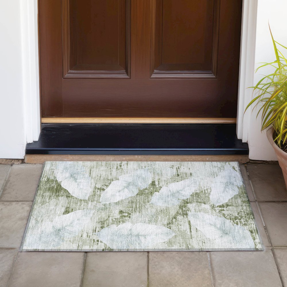 Machine Washable Indoor/Outdoor Chantille ACN2172 Aloe 1'8" x 2'6" Rug. Picture 6
