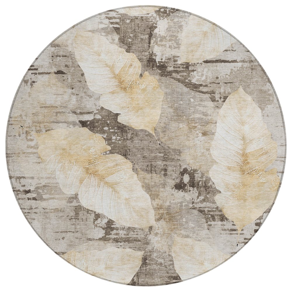 Machine Washable Indoor/Outdoor Chantille ACN2172 Brown 8' x 8' Round Rug. Picture 1