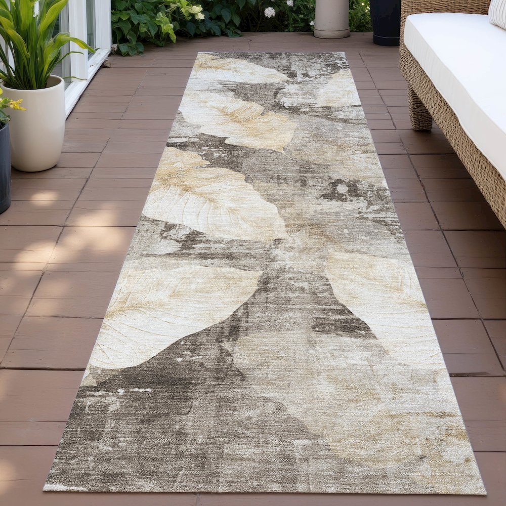 Machine Washable Indoor/Outdoor Chantille ACN2172 Brown 2'3" x 7'6" Runner Rug. Picture 6