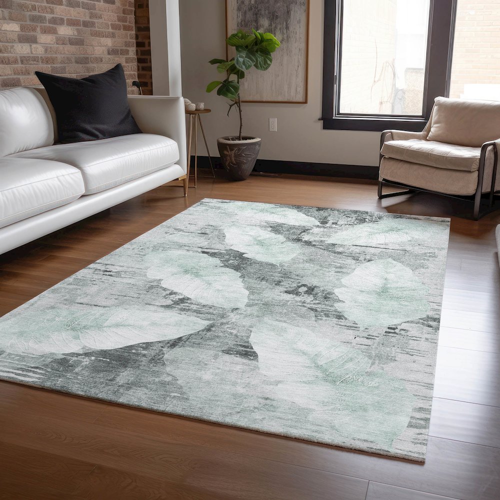 Machine Washable Indoor/Outdoor Chantille ACN2172 Teal 2'6" x 3'10" Rug. Picture 5