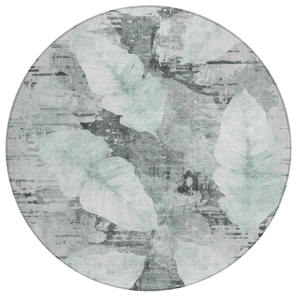 Machine Washable Indoor/Outdoor Chantille ACN2172 Teal 8' x 8' Round Rug. Picture 1
