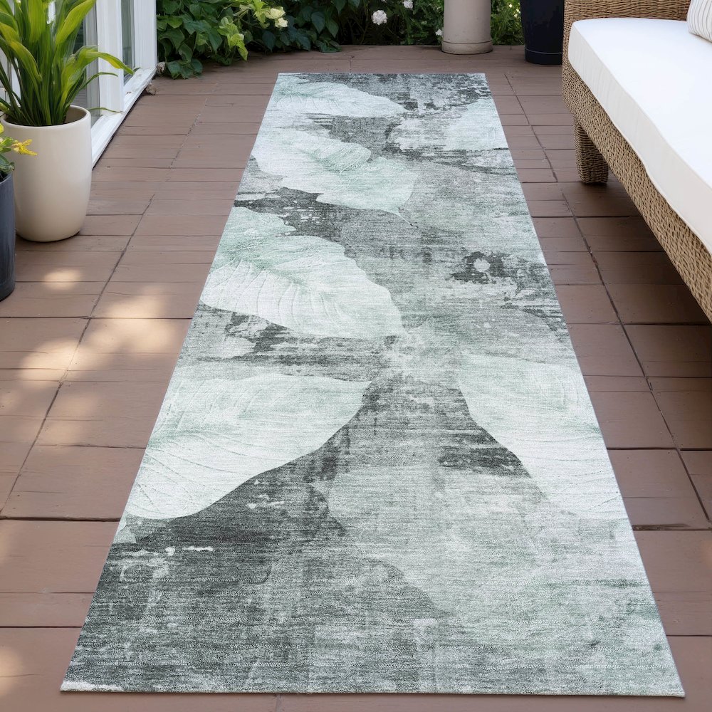 Machine Washable Indoor/Outdoor Chantille ACN2172 Teal 2'3" x 7'6" Runner Rug. Picture 6