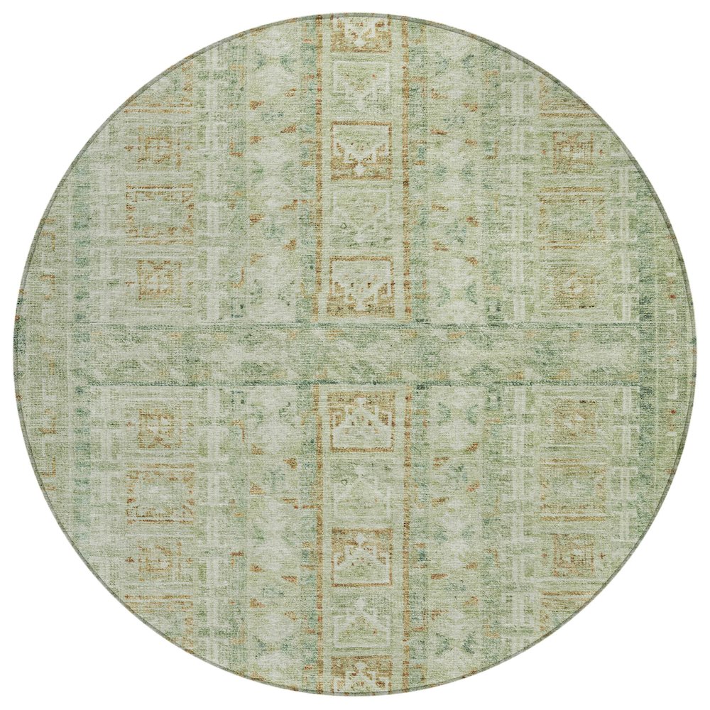 Machine Washable Indoor/Outdoor Chantille ACN2173 Green 8' x 8' Round Rug. Picture 1