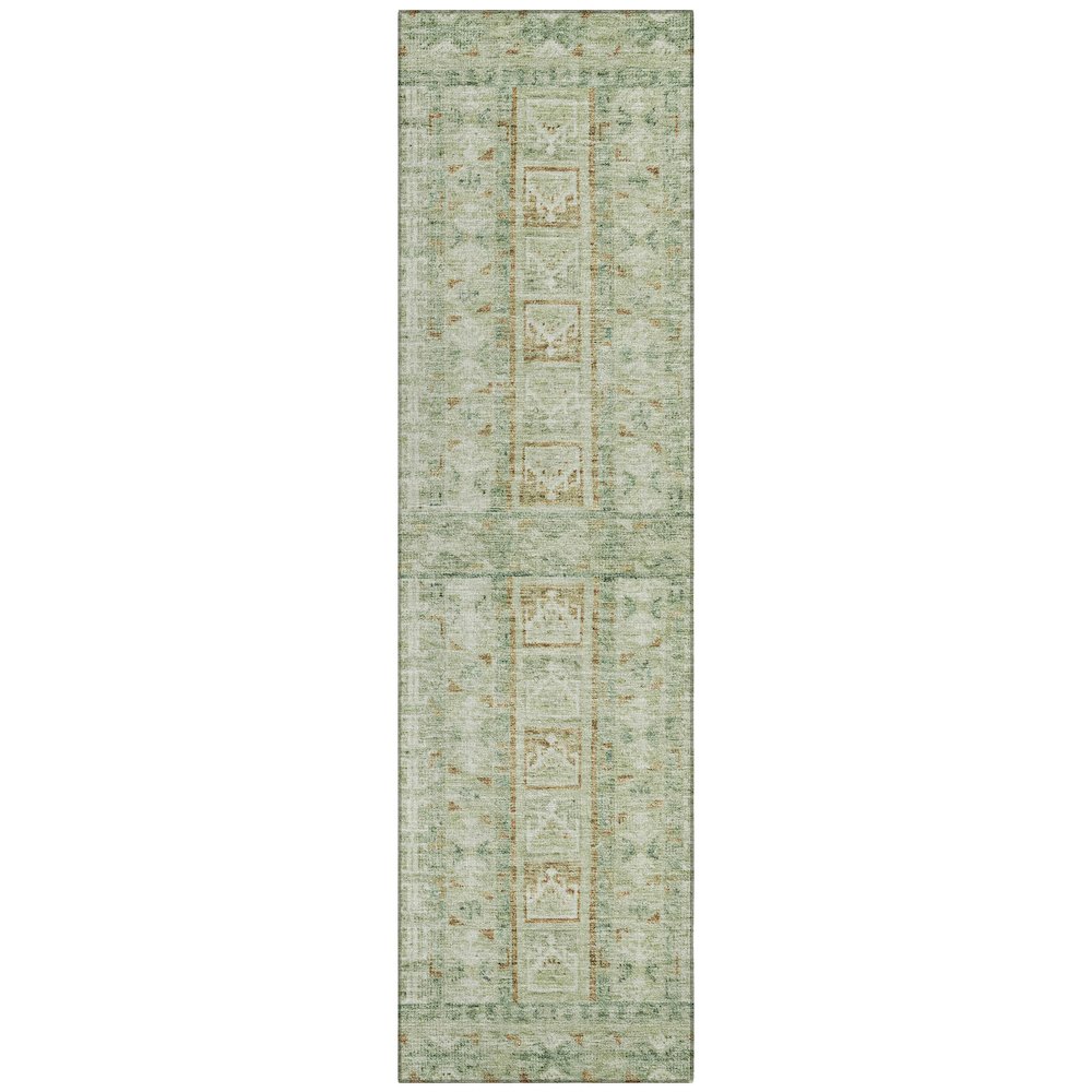 Machine Washable Indoor/Outdoor Chantille ACN2173 Green 2'3" x 7'6" Runner Rug. Picture 1
