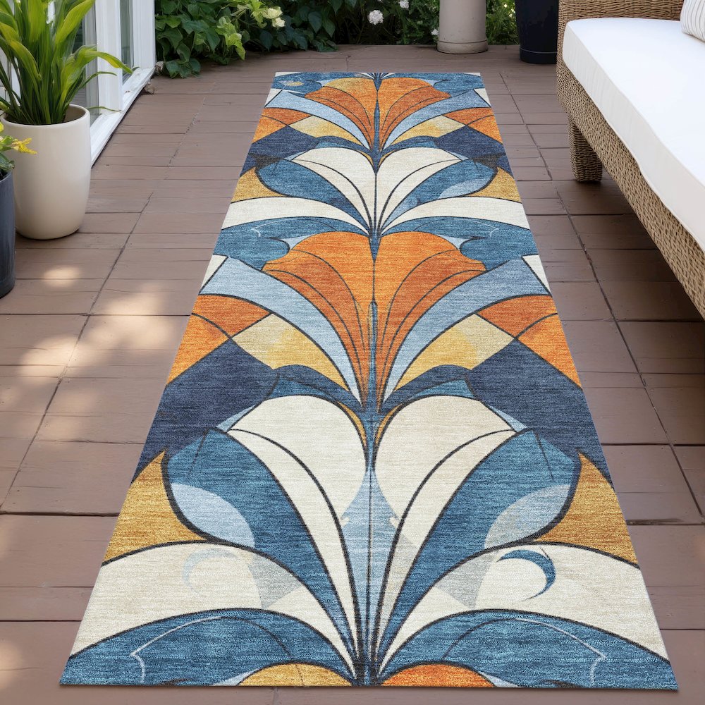 Machine Washable Indoor/Outdoor Chantille ACN2174 Blue 2'3" x 7'6" Runner Rug. Picture 6