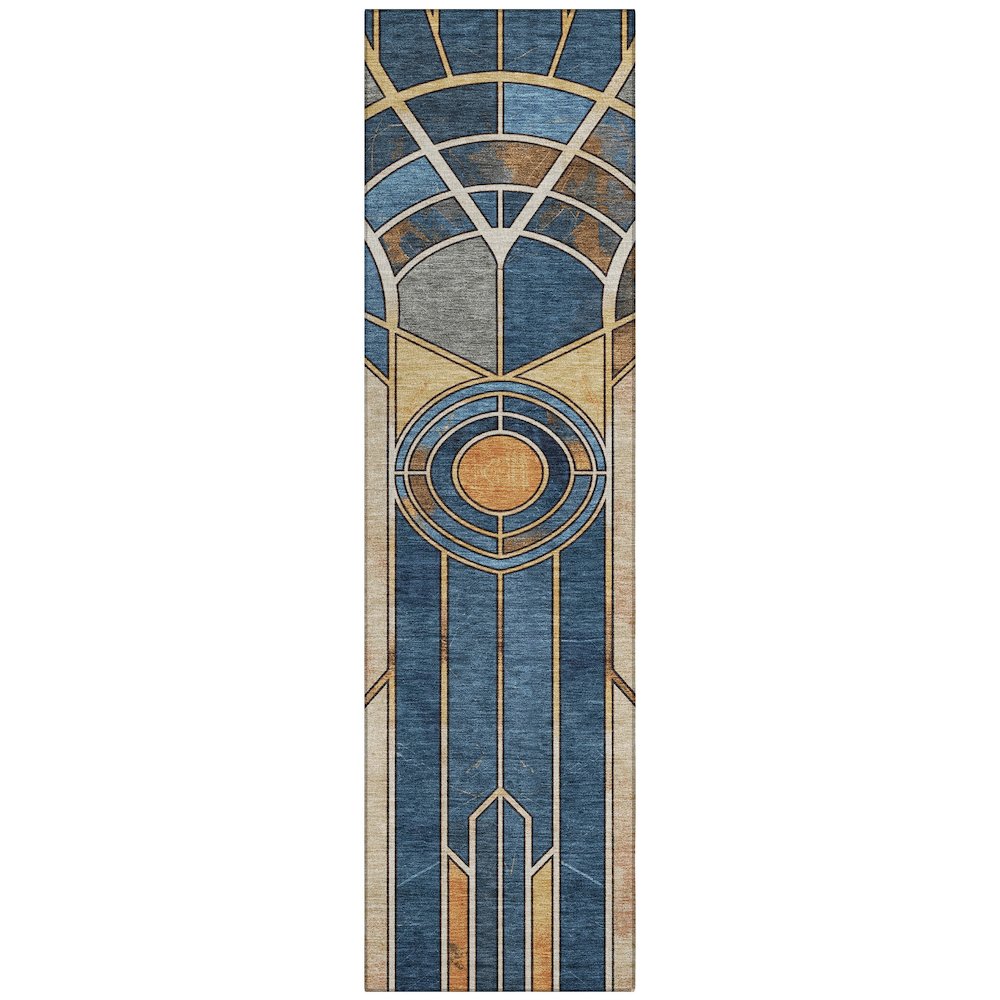 Machine Washable Indoor/Outdoor Chantille ACN2176 Blue 2'3" x 7'6" Runner Rug. Picture 1
