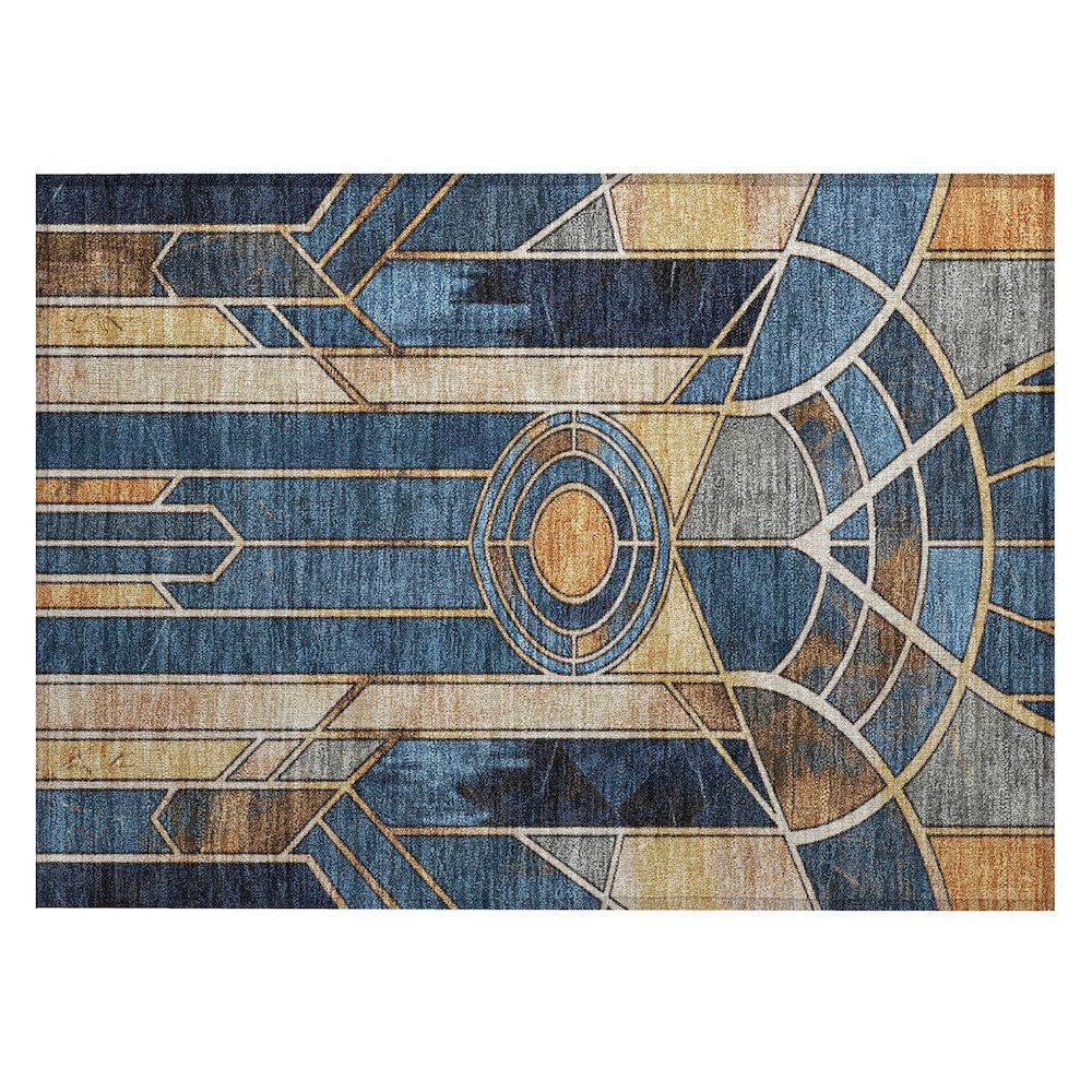 Machine Washable Indoor/Outdoor Chantille ACN2176 Blue 1'8" x 2'6" Rug. Picture 1