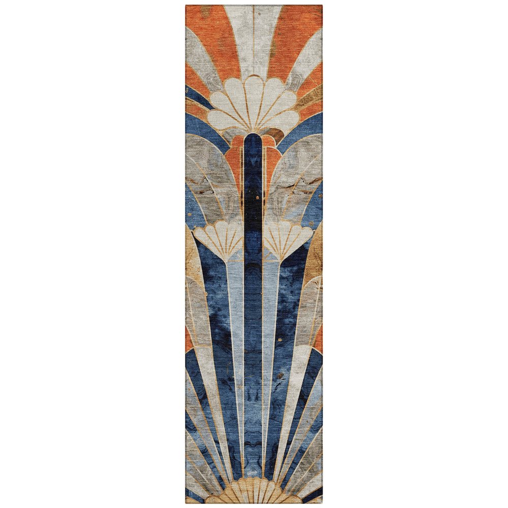 Machine Washable Indoor/Outdoor Chantille ACN2177 Navy 2'3" x 7'6" Runner Rug. Picture 1