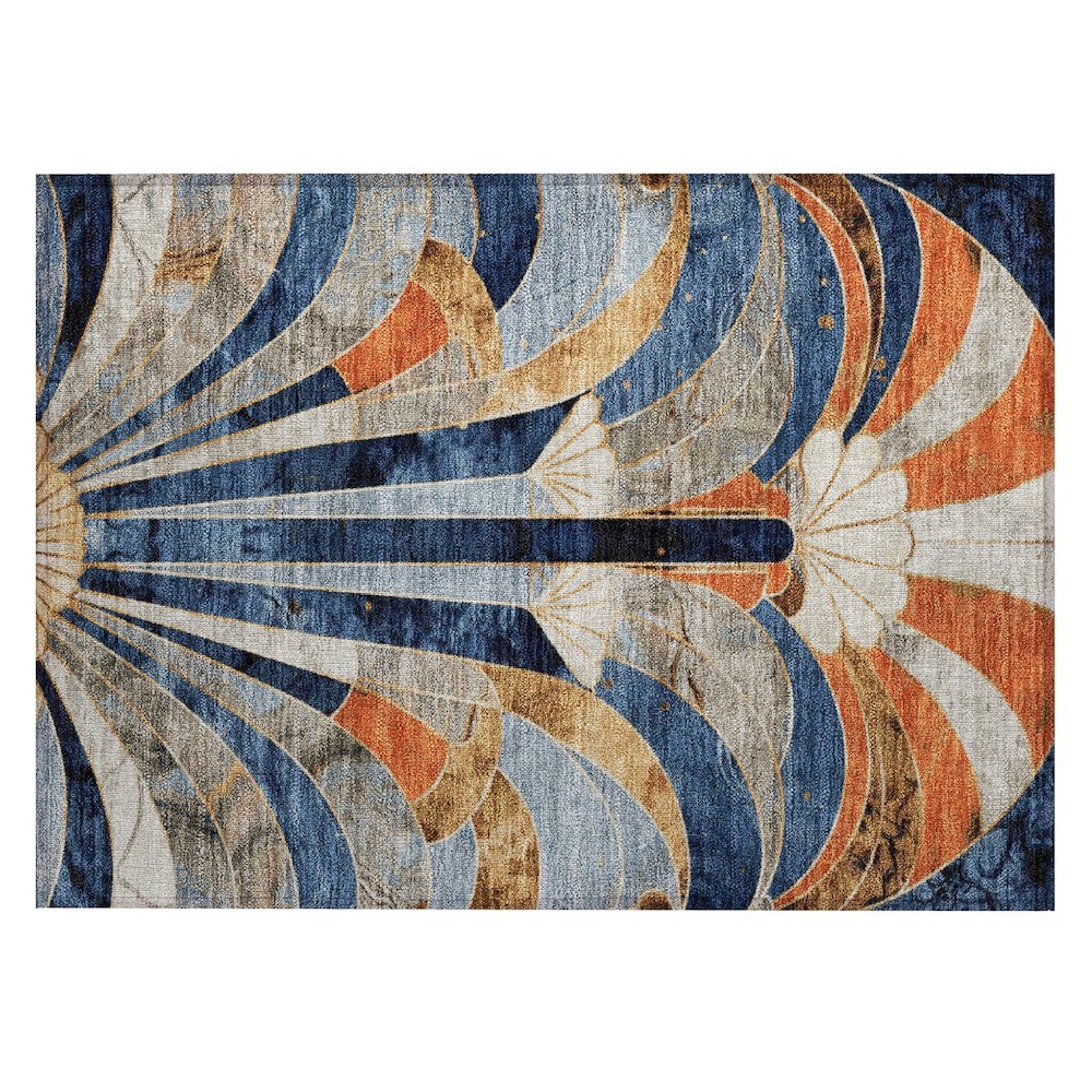 Machine Washable Indoor/Outdoor Chantille ACN2177 Navy 1'8" x 2'6" Rug. Picture 1