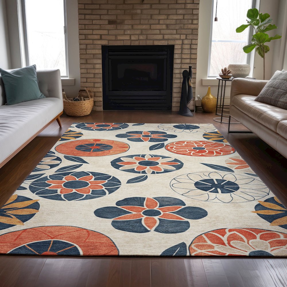 Machine Washable Indoor/Outdoor Chantille ACN2179 Beige 2'6" x 3'10" Rug. Picture 6