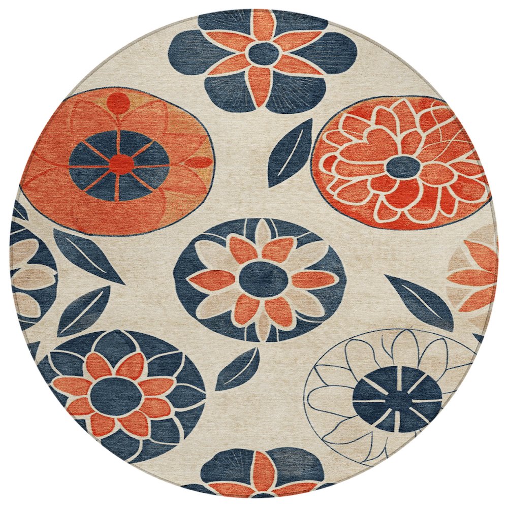 Machine Washable Indoor/Outdoor Chantille ACN2179 Beige 8' x 8' Round Rug. Picture 1