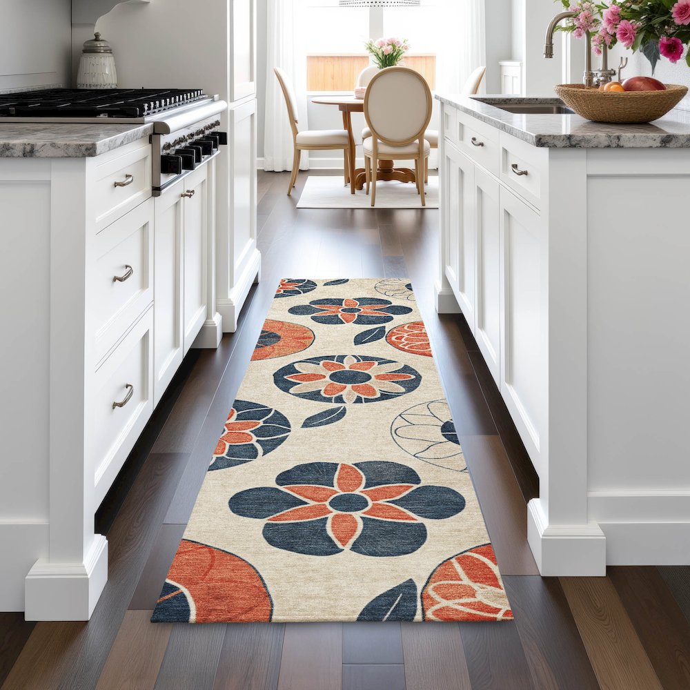 Machine Washable Indoor/Outdoor Chantille ACN2179 Beige 2'3" x 7'6" Runner Rug. Picture 5