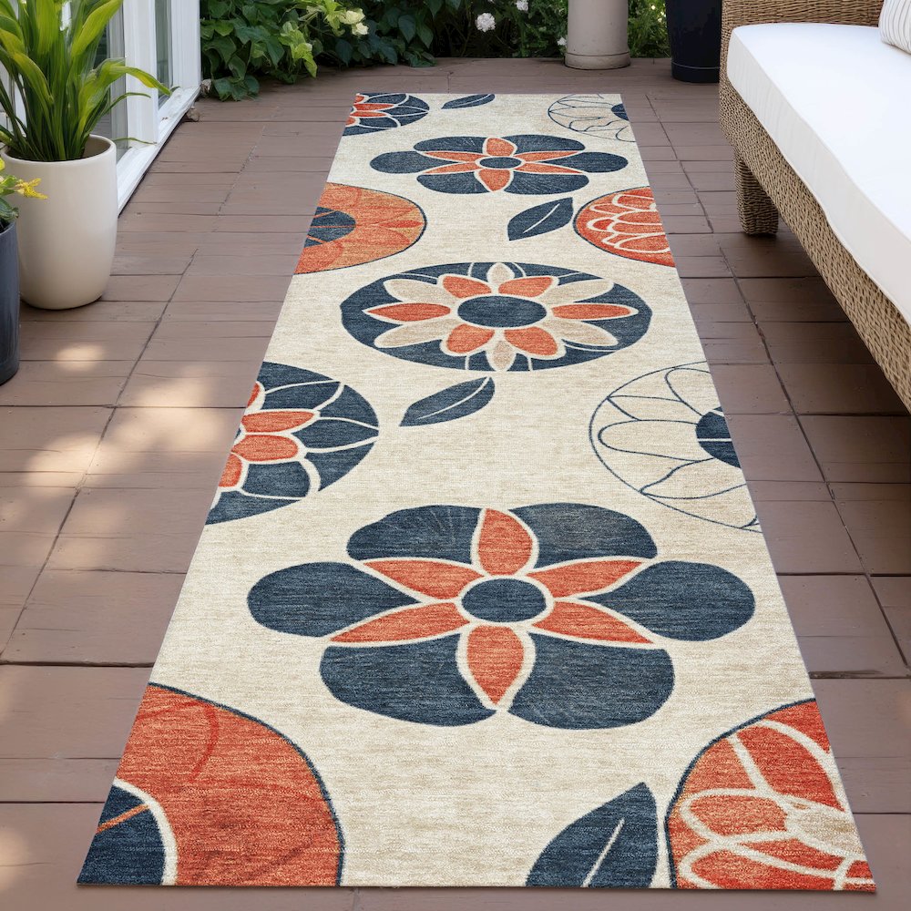 Machine Washable Indoor/Outdoor Chantille ACN2179 Beige 2'3" x 7'6" Runner Rug. Picture 6