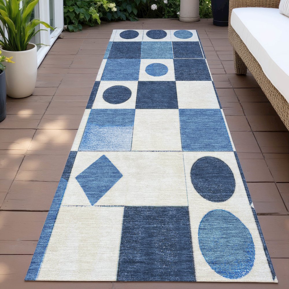Machine Washable Indoor/Outdoor Chantille ACN2181 Blue 2'3" x 7'6" Runner Rug. Picture 6