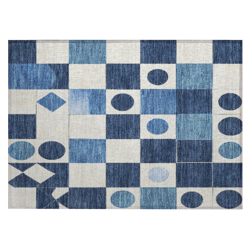 Machine Washable Indoor/Outdoor Chantille ACN2181 Blue 1'8" x 2'6" Rug. Picture 1