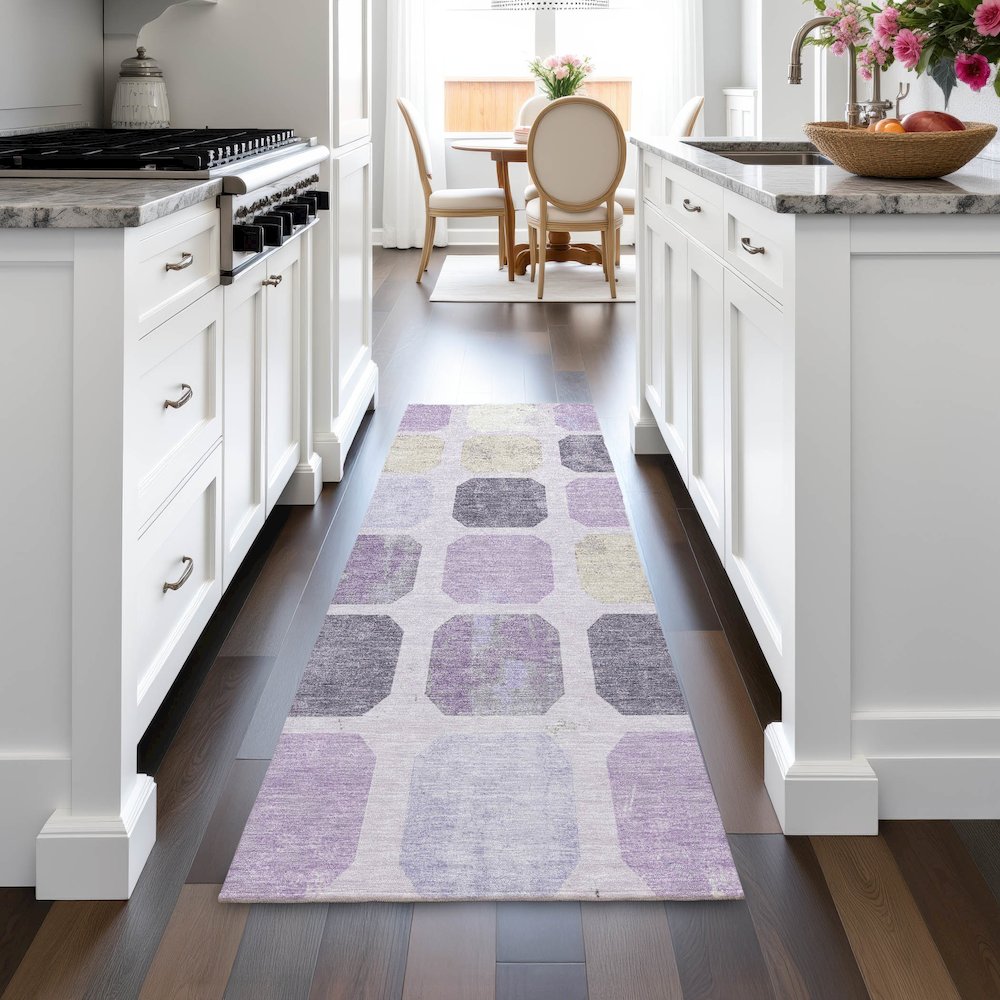 Machine Washable Indoor/Outdoor Chantille ACN2182 Lavender 2'3"x7'6" Runner Rug. Picture 5