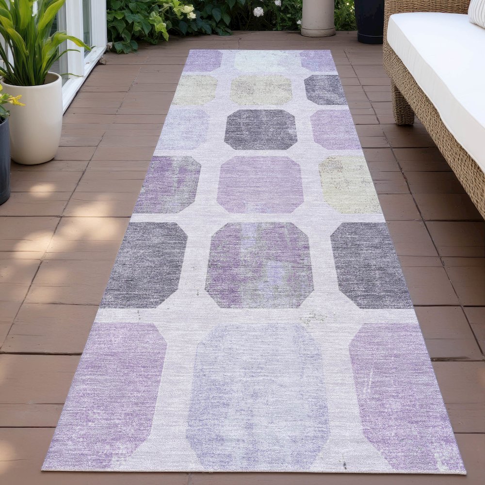 Machine Washable Indoor/Outdoor Chantille ACN2182 Lavender 2'3"x7'6" Runner Rug. Picture 6