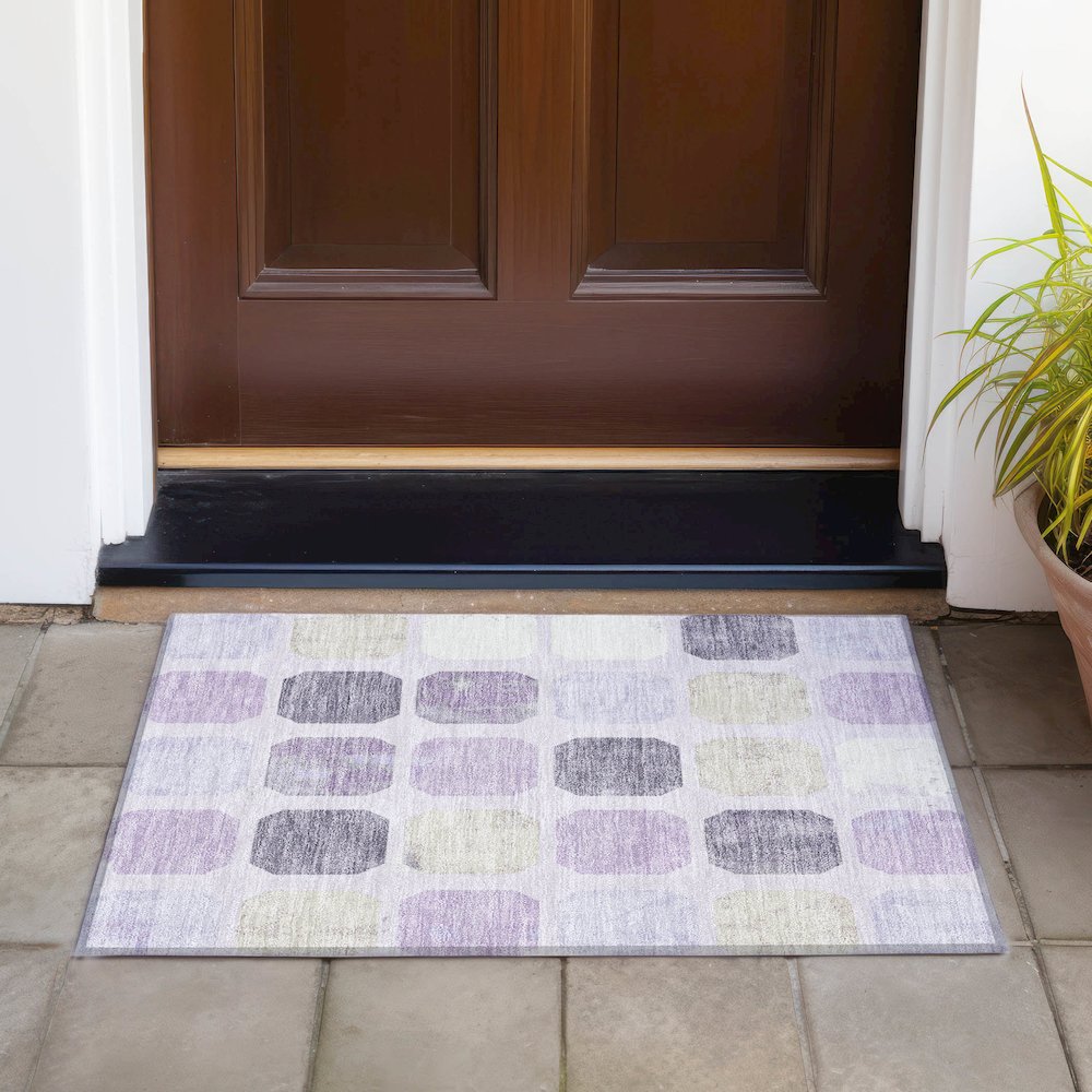 Machine Washable Indoor/Outdoor Chantille ACN2182 Lavender 1'8" x 2'6" Rug. Picture 6