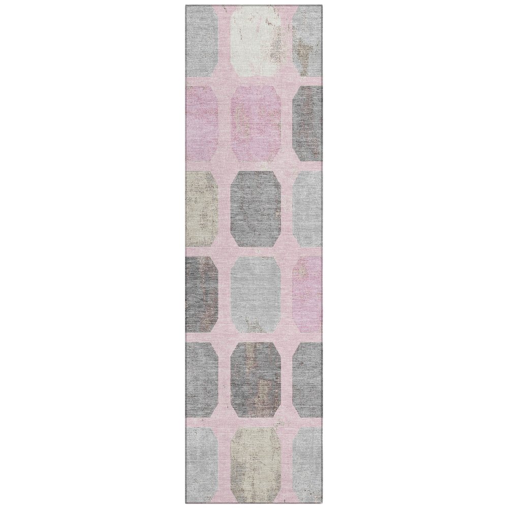 Machine Washable Indoor/Outdoor Chantille ACN2182 Pink 2'3" x 7'6" Runner Rug. Picture 1