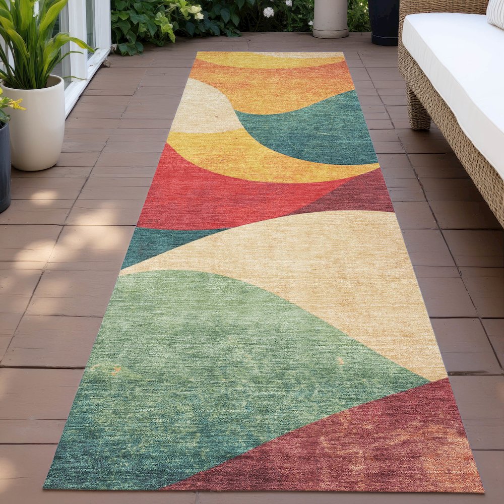 Machine Washable Indoor/Outdoor Chantille ACN2184 Orange 2'3" x 7'6" Runner Rug. Picture 6