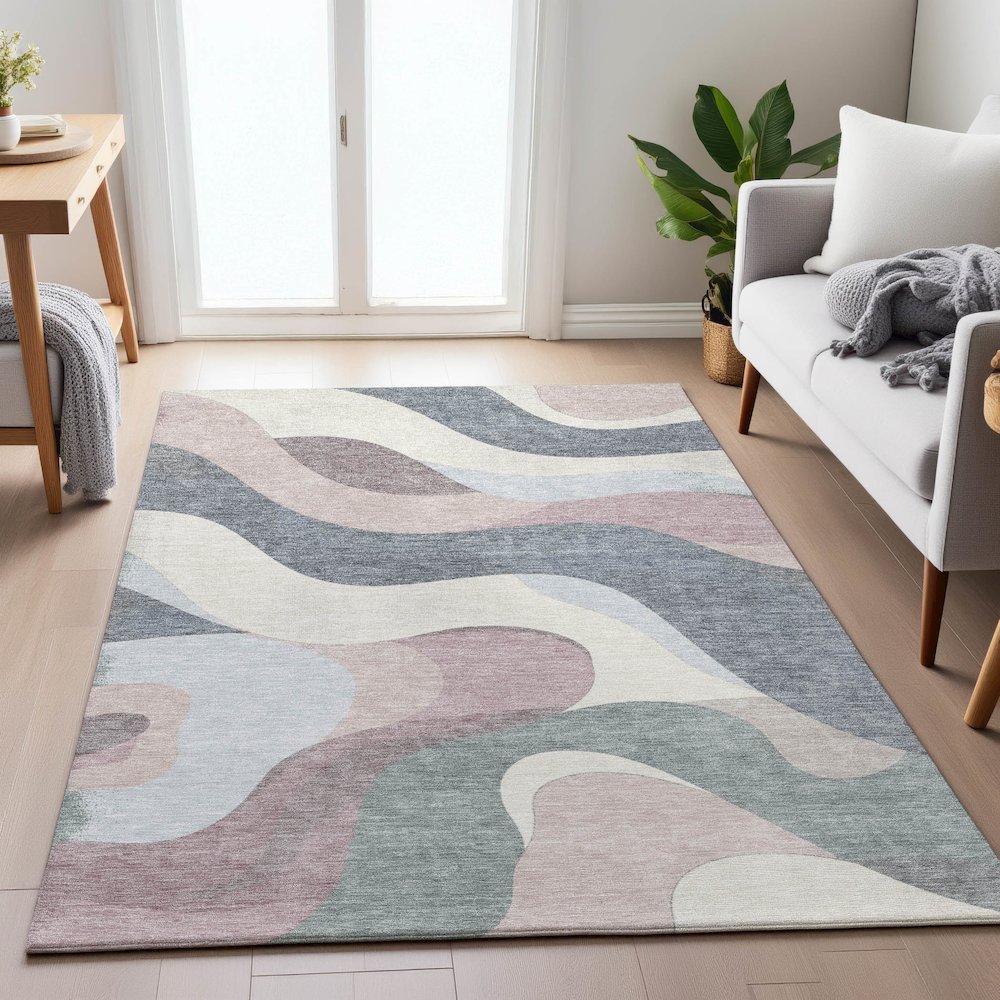 Machine Washable Indoor/Outdoor Chantille ACN2186 Blush 2'6" x 3'10" Rug. Picture 5
