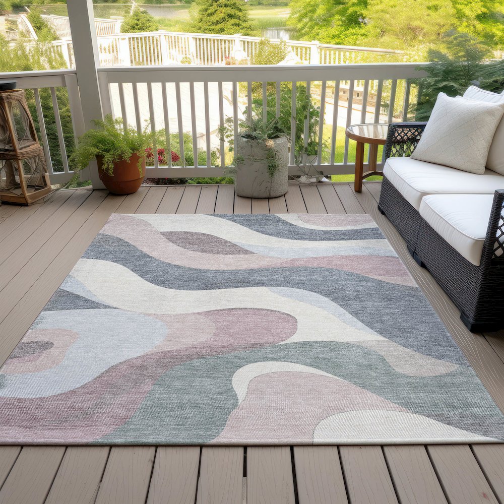Machine Washable Indoor/Outdoor Chantille ACN2186 Blush 2'6" x 3'10" Rug. Picture 7