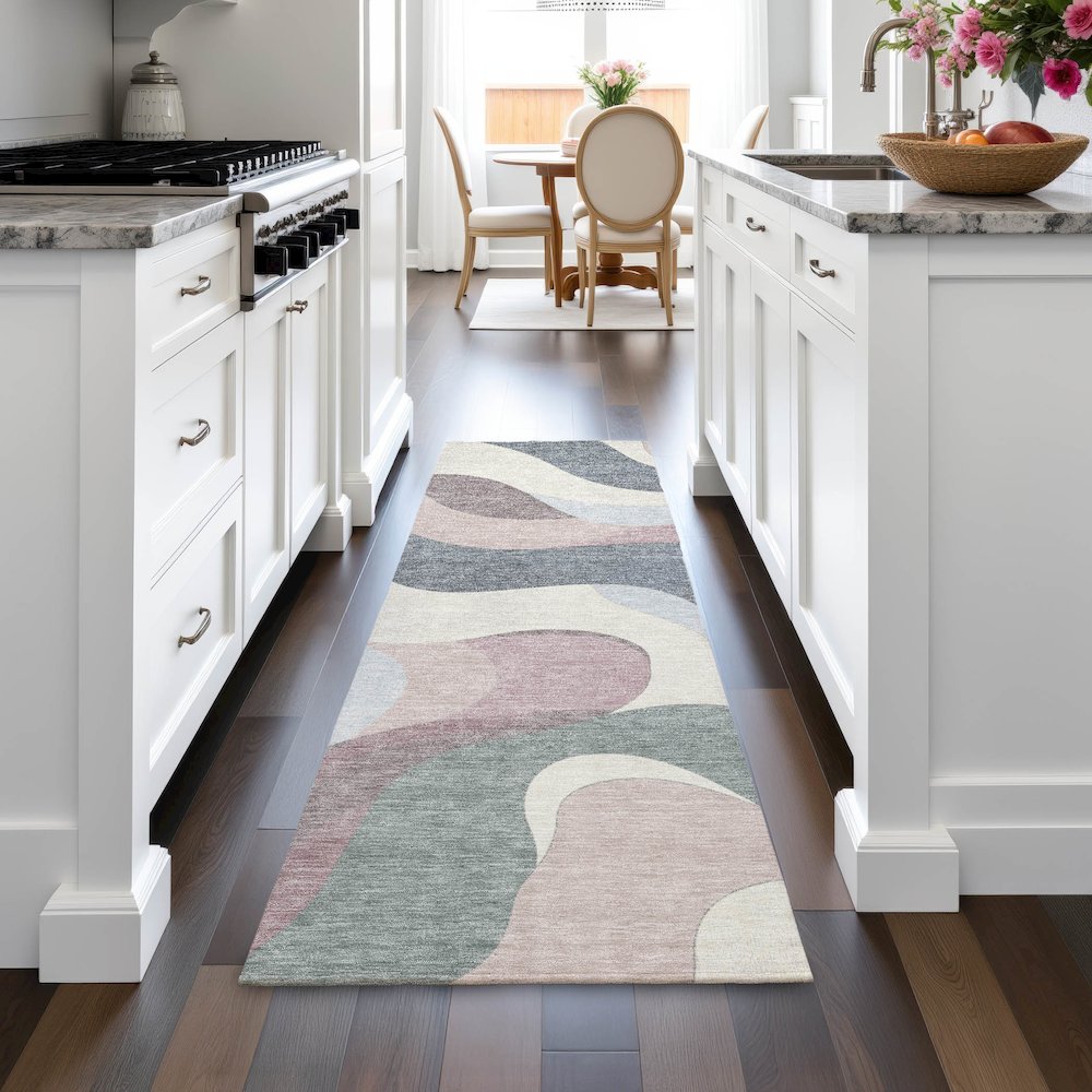 Machine Washable Indoor/Outdoor Chantille ACN2186 Blush 2'3" x 7'6" Runner Rug. Picture 5
