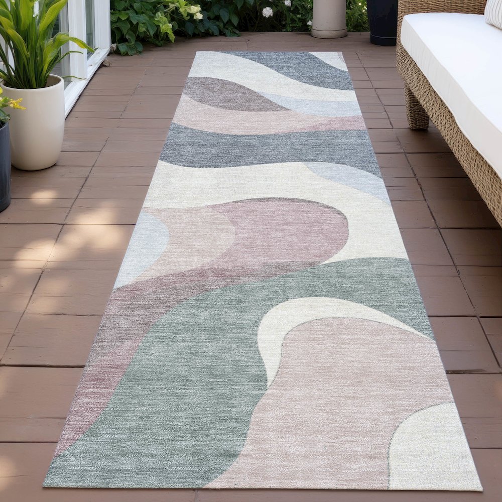 Machine Washable Indoor/Outdoor Chantille ACN2186 Blush 2'3" x 7'6" Runner Rug. Picture 6