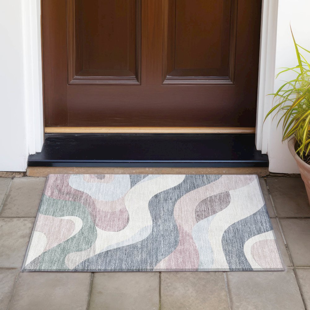 Machine Washable Indoor/Outdoor Chantille ACN2186 Blush 1'8" x 2'6" Rug. Picture 6