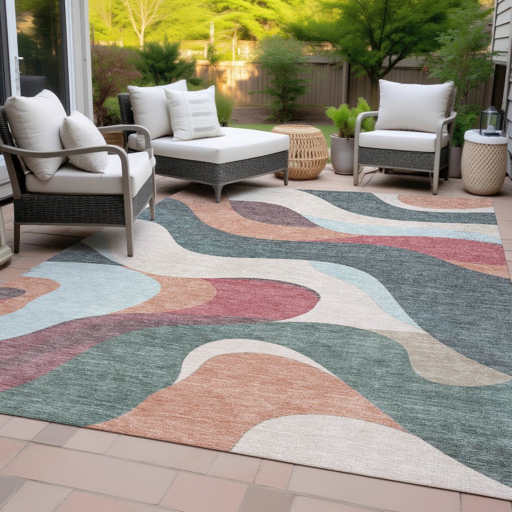 Machine Washable Indoor/Outdoor Chantille ACN2186 Coral 2'6" x 3'10" Rug. Picture 8