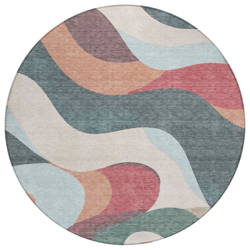 Machine Washable Indoor/Outdoor Chantille ACN2186 Coral 8' x 8' Round Rug. Picture 1